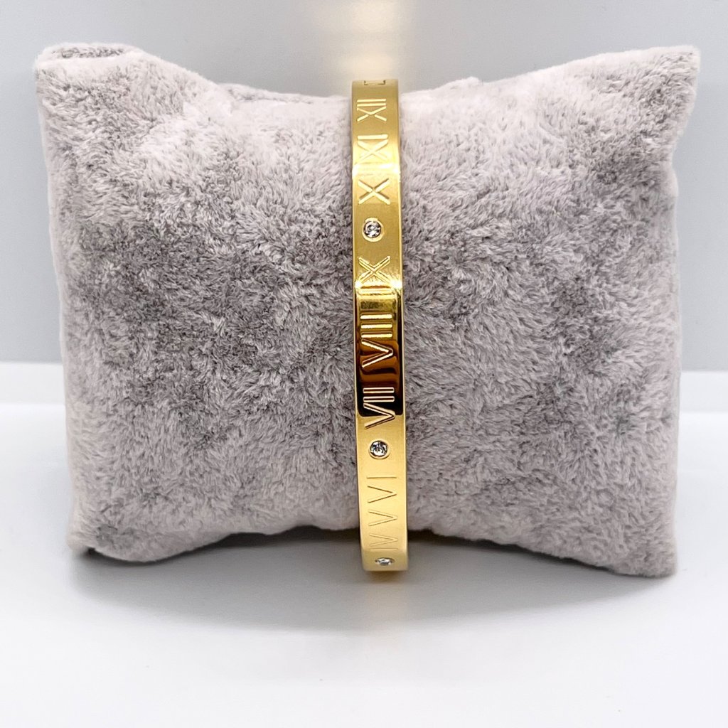 Roman Numerals Stainless Steel Open Bangle, Bangle Bracelet, Fashion Bangle
